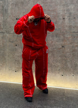 Load image into Gallery viewer, Red Cozy Craft Reverse Stitch Sweatsuit (Wide Leg Sweatpants)